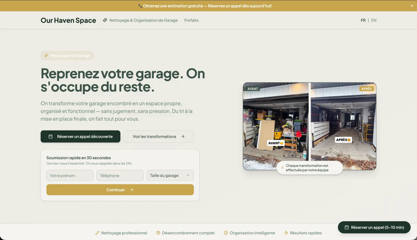 Our Haven Space — local services business website design by SiteIn48h